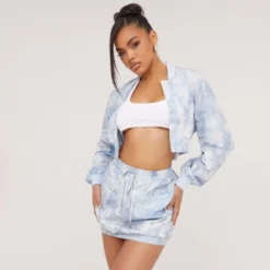 EGO Tie Waist Pocket Detail Mini Parachute Bodycon Skirt In Printed Blue And Grey -EGO Sales Store 01 06 23 jul108325 s scaled