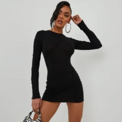 EGO Long Sleeve Seam Detail Mini Bodycon Dress In Black 6 EGO Long Sleeve Seam Detail Mini Bodycon Dress In Black -EGO Sales Store 01 11 22 july18870 sq scaled