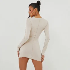 EGO Long Sleeve Seam Detail Mini Bodycon Dress In Stone 7 EGO Long Sleeve Seam Detail Mini Bodycon Dress In Stone -EGO Sales Store 01 11 22 july18956 sq scaled