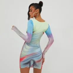 EGO Long Sleeve Scoop Neck Body Heat Printed Mini Bodycon Dress In Multi Print -EGO Sales Store 01 11 22 july19905 sq scaled
