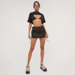 EGO High Waist Ruched Detail Toggle Mini Skirt In Black 7 EGO High Waist Ruched Detail Toggle Mini Skirt In Black -EGO Sales Store 02 05 23 jul92360 sq scaled