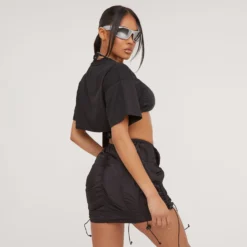 EGO High Waist Ruched Detail Toggle Mini Skirt In Black 6 EGO High Waist Ruched Detail Toggle Mini Skirt In Black -EGO Sales Store 02 05 23 jul92373 sq scaled