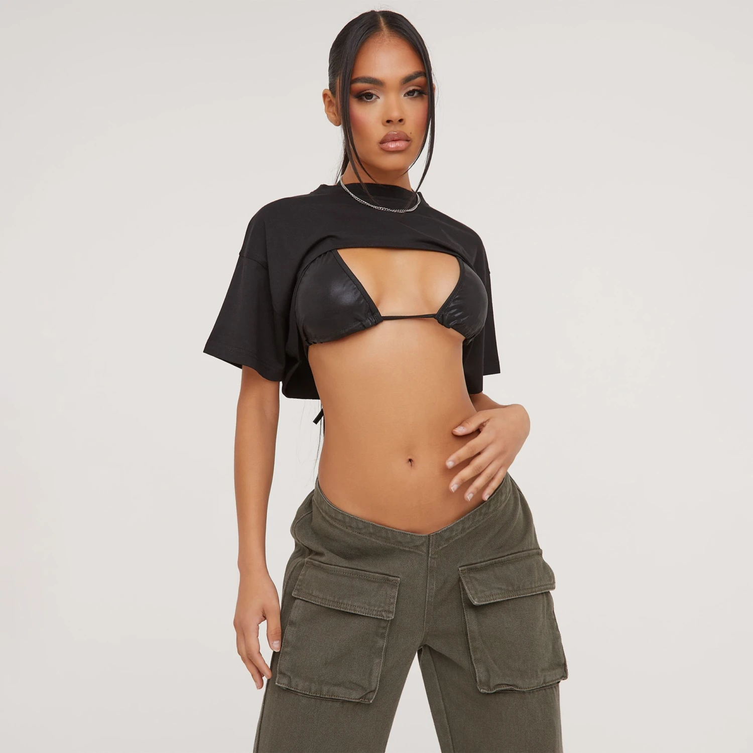 EGO Short Sleeve Extreme Cropped T-Shirt In Black 1 EGO Short Sleeve Extreme Cropped T-Shirt In Black
