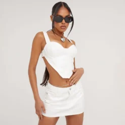 EGO Mini Skirt In White Glitter Denim -EGO Sales Store 02 05 23 jul92659 s scaled