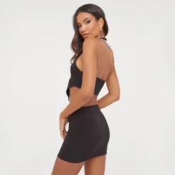 EGO Low Rise Ring Detail Mini Skirt In Black Slinky -EGO Sales Store 04 04 23 noara78113 s scaled