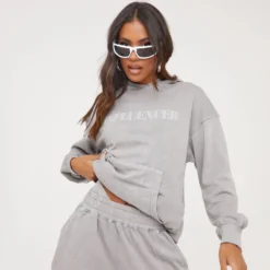 EGO Oversized 'Influencer' Slogan Printed Hoodie In Acid Wash Light Grey -EGO Sales Store 04 04 23 noara78256 s scaled