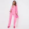 EGO High Waist Wide Leg Suit Trousers In Bright Pink