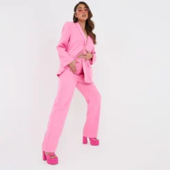 EGO High Waist Wide Leg Suit Trousers In Bright Pink -EGO Sales Store 05 05 22 ecom0247 sq