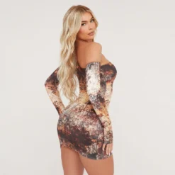 EGO One Shoulder Mini Bodycon Dress With Sleeve In Multi Acid Print Slinky -EGO Sales Store 06 02 23 emily53966 s scaled