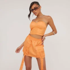 EGO High Waist Pocket Strap Detail Cargo Mini Skirt In Orange -EGO Sales Store 06 06 23 jul110931 sq scaled