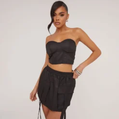 EGO High Waist Pocket Strap Detail Cargo Mini Skirt In Black -EGO Sales Store 06 06 23 jul110972 sq scaled