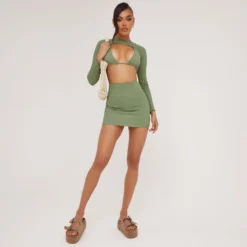 EGO Mini Bodycon Skirt In Khaki Textured Fabric -EGO Sales Store 06 06 23 jul111946 s scaled