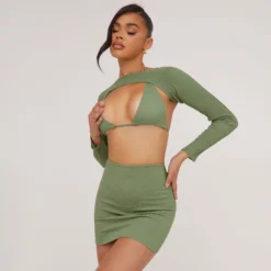 EGO Mini Bodycon Skirt In Khaki Textured Fabric -EGO Sales Store 06 06 23 jul111961 s scaled