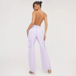 EGO High Waist Pocket Detail Wide Leg Cargo Trousers In Lilac -EGO Sales Store 06 07 23 jul80500 s scaled