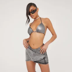 EGO Low Rise Wrap Over Detail Mini Skirt In Charcoal Acid Wash Denim -EGO Sales Store 06 07 23 jul80985 sq scaled