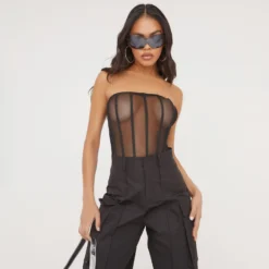 EGO Bandeau Boned Detail Bodysuit In Black Mesh -EGO Sales Store 07 03 23 jul64472 s scaled