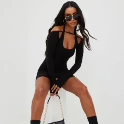 EGO Scooped Neck Double Sleeve Mini Bodycon Dress In Black -EGO Sales Store 09 03 22 ming8673 scaled