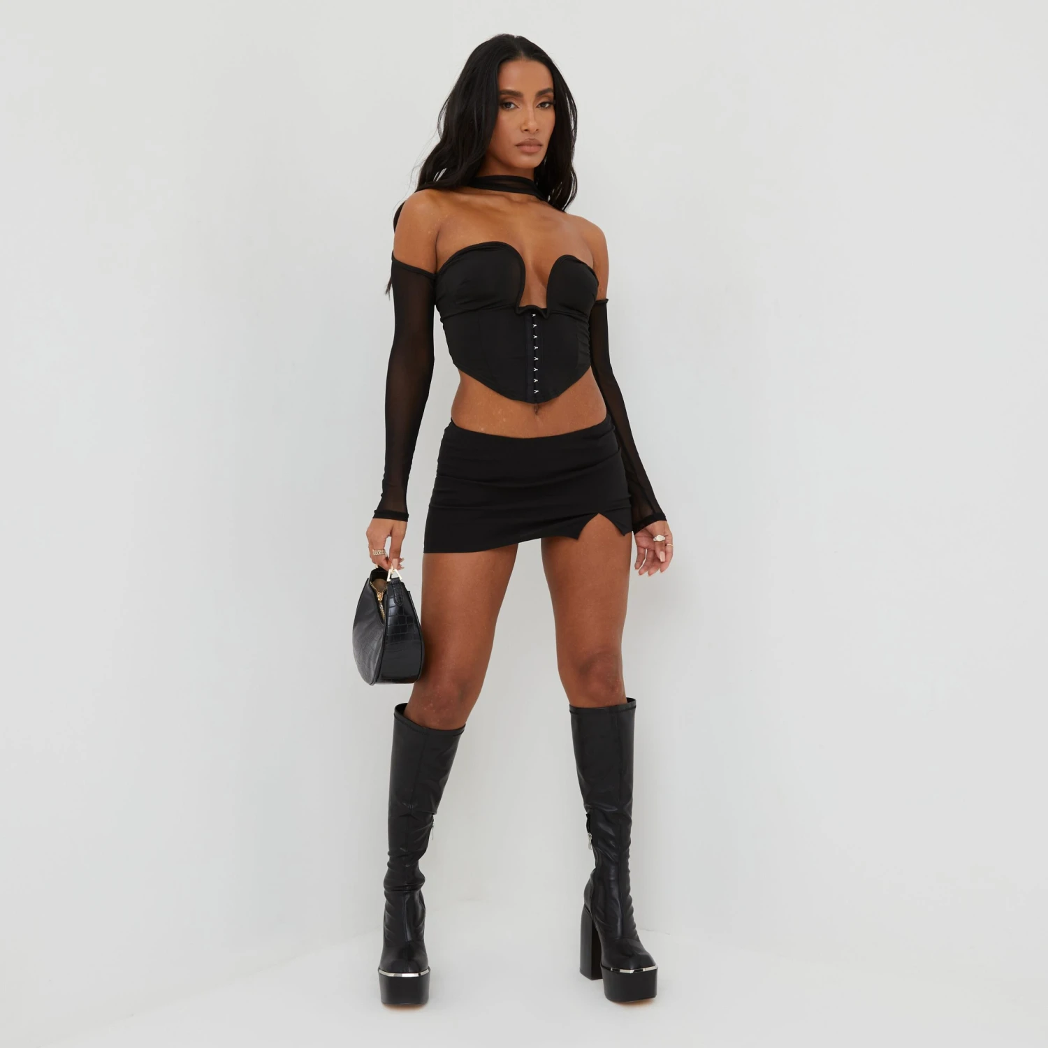 EGO Structured Corset With Sleeves In Black 2 EGO Structured Corset With Sleeves In Black - Image 2