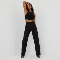 EGO High Waist Wide Leg Suit Trousers In Black -EGO Sales Store 09 03 22 ming9725 scaled