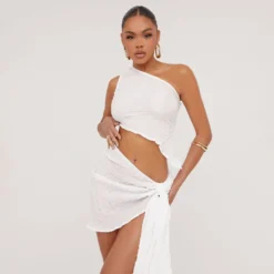 EGO Tie Side Detail Textured Sarong Skirt In White -EGO Sales Store 09 05 23 jul95583 sq scaled