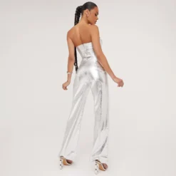 EGO High Waist Straight Leg Trousers In Silver Metallic Croc Print Faux Leather -EGO Sales Store 09 05 23 jul97015 sq scaled