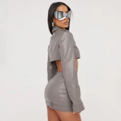 EGO High Waist Zip Detail Mini Biker Skirt In Grey Faux Leather -EGO Sales Store 11 04 23 ming81490 s scaled
