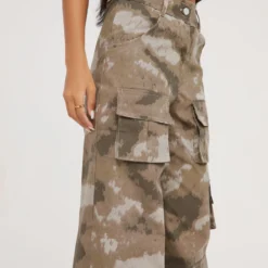 EGO High Waist Raw Hem Detail Cargo Style Trousers In Khaki Camo -EGO Sales Store 11 04 23 ming81603 s scaled