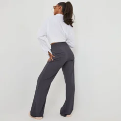 EGO High Waist Tailored Wide Leg Trousers In Charcoal -EGO Sales Store 12 08 22 pam5333 scaled