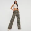 EGO Multi Pocket Belt Detail Oversized Cargo Trousers In Camo Print