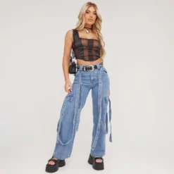 EGO Square Neck Panelled Mesh Detail Curved Hem Corset Top In Black -EGO Sales Store 13 04 23 em84162 s scaled