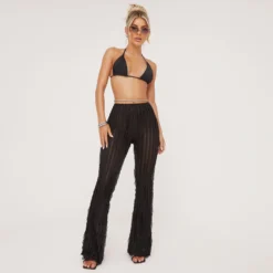 EGO High Waist Flared Leg Trousers In Black Shirred -EGO Sales Store 13 06 em116410 s scaled