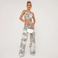 EGO High Waist Multi Pocket Detail Flared Leg Trousers In Cream Acid Wash -EGO Sales Store 13 06 em117205 sq scaled