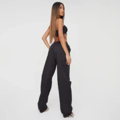 EGO High Waist Pocket Toggle Detail Cargo Trousers In Black -EGO Sales Store 13 12 22 unya35341 sq scaled