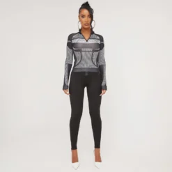 EGO Long Sleeve Zip Front Contour Illusion Detail Top In Black -EGO Sales Store 14 03 23 ming68718 s scaled