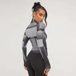 EGO Long Sleeve Zip Front Contour Illusion Detail Top In Black -EGO Sales Store 14 03 23 ming68746 s scaled