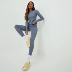 EGO High Neck Long Sleeve Super Stretch Top In Grey -EGO Sales Store 15 09 22 noara 19802 1 scaled