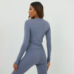 EGO High Neck Long Sleeve Super Stretch Top In Grey -EGO Sales Store 15 09 22 noara 19823 scaled