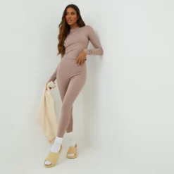 EGO High Waist Super Stretch Leggings In Brown