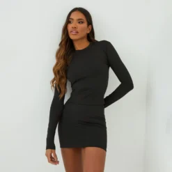 EGO High Neck Long Sleeve Super Stretch Top In Black