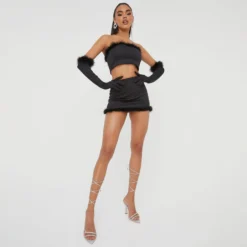 EGO Feather Trim Detail Mini Bodycon Skirt In Black -EGO Sales Store 15 11 22 july25650 scaled