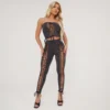 EGO High Waist Extreme Ladder Detail Leggings In Black Acid Wash