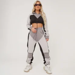 EGO High Waist Cuffed Hem Colour Block Oversized Joggers In Grey -EGO Sales Store 16 02 23 emily60400 s scaled