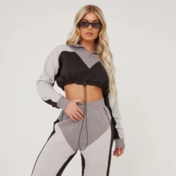 EGO High Waist Cuffed Hem Colour Block Oversized Joggers In Grey -EGO Sales Store 16 02 23 emily60404 s scaled