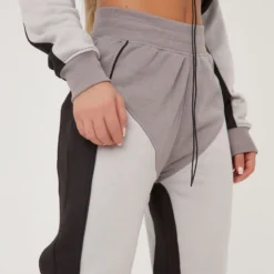 EGO High Waist Cuffed Hem Colour Block Oversized Joggers In Grey -EGO Sales Store 16 02 23 emily60422 s scaled
