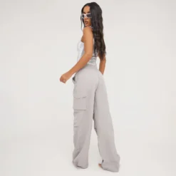 EGO High Waist Pocket Detail Toggle Straight Leg Cargo Trousers In Grey -EGO Sales Store 16 03 23 ming69126 s scaled