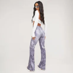 EGO High Waist Denim Print Flared Trousers In Grey -EGO Sales Store 16 03 23 ming69527 s scaled