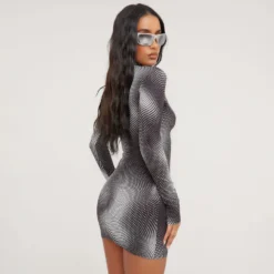 EGO Long Sleeve High Neck Mono Print Mini Bodycon Dress In Multi Slinky 7 EGO Long Sleeve High Neck Mono Print Mini Bodycon Dress In Multi Slinky -EGO Sales Store 16 03 23 ming70262 s scaled
