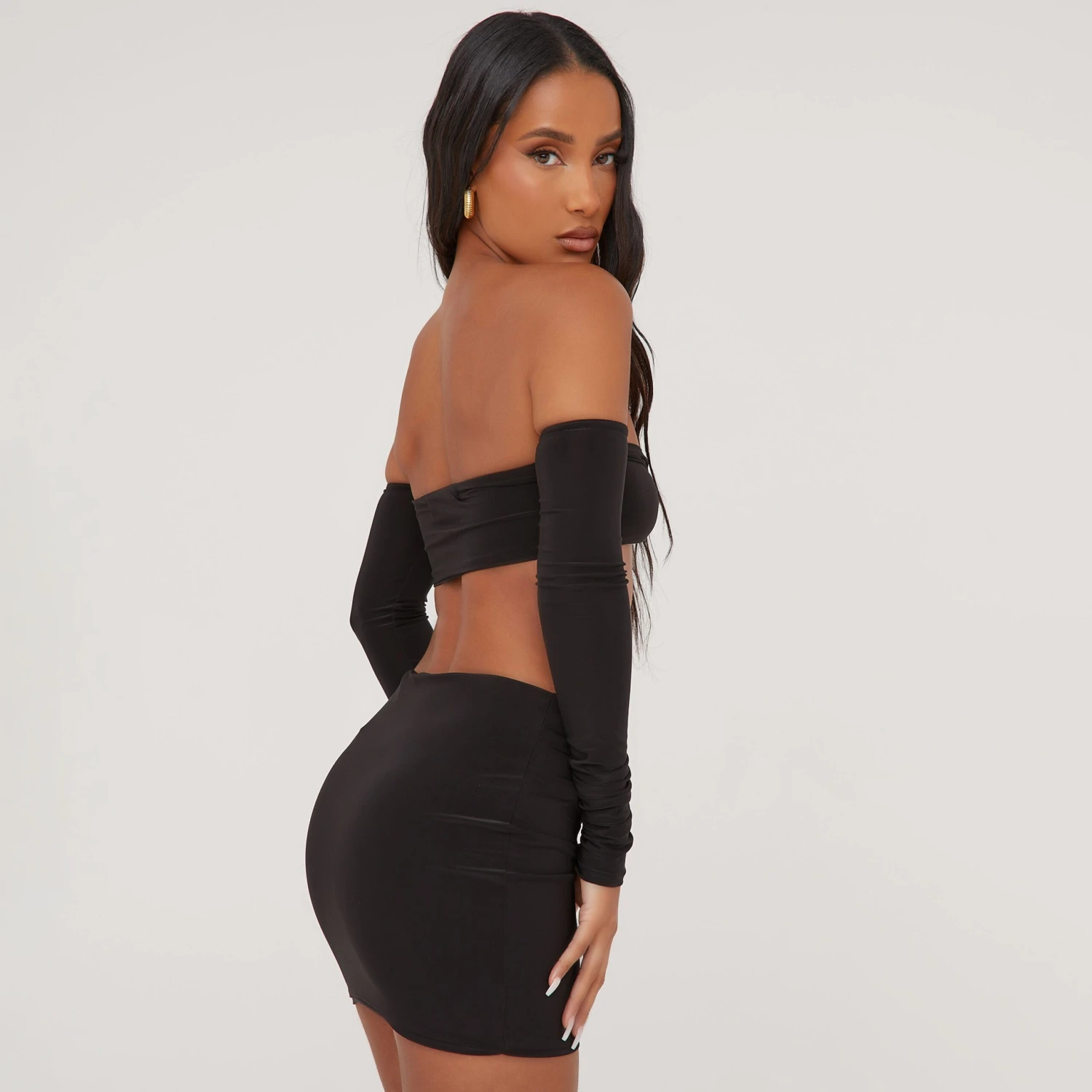 EGO Ring Detail Mini Bodycon Skirt In Black Slinky 3 EGO Ring Detail Mini Bodycon Skirt In Black Slinky - Image 3
