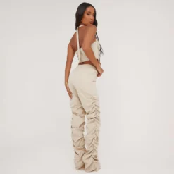 EGO High Waist Ruched Detail Trousers In Stone -EGO Sales Store 16 05 23 ming99457 s scaled