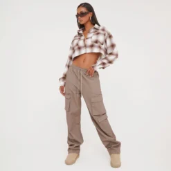 EGO Long Sleeve Cropped Shirt In Checked Beige -EGO Sales Store 17 01 23 pam46220 s scaled